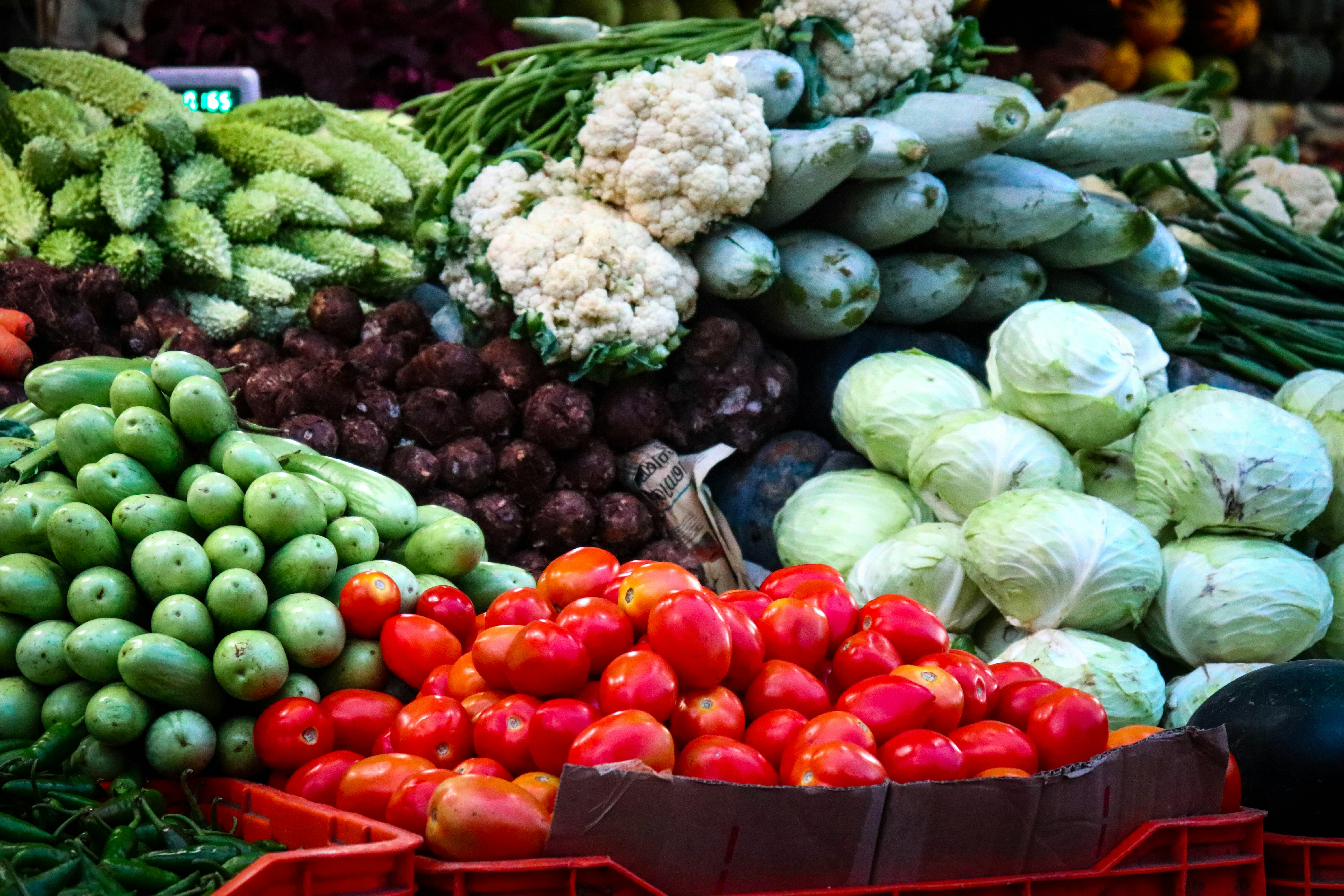 Fresh fruit and vegetable market display